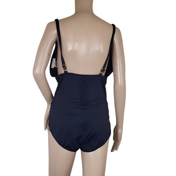 Michael Michael Kors Women's Logo Ring Shirred Maillot One-Piece - Picture 3 of 4